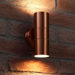 Auraglow Stainless Steel Up & Down Outdoor Wall Light - Winchester - Copper - Cool White - thumbnail 2