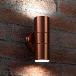 Auraglow Stainless Steel Up & Down Outdoor Wall Light - Winchester - Copper - Cool White - thumbnail 1