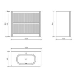 Plum&clay Isla Ribbed Fluted Grey 2 Drawer Freestanding Bathroom Vanity Unit & White Basin Set (W)1000mm - thumbnail 8