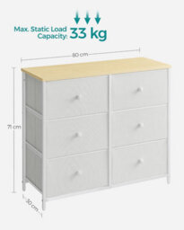 Songmics Dresser, 6 Fabric Drawers With Durable Metal Frame, Storage Unit, Organizer For Nursery, Bedroom, Hallway, White And Oak - thumbnail 2