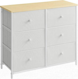 Songmics Dresser, 6 Fabric Drawers With Durable Metal Frame, Storage Unit, Organizer For Nursery, Bedroom, Hallway, White And Oak - thumbnail 8