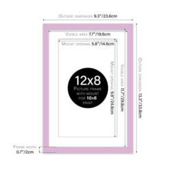 "12X8"" Lilac Frame With Mount For 10X6"" Pictures 20mm Slim Edge Portrait And Landscape Display With Wall Hooks And Kickstand" - thumbnail 2