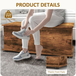 Wyld Haus Nomo Malu Rustic Brown Storage Trunk With Flip-Top Lid And Safety Hinges, 113L, 100W X 40D X 40Hcm - thumbnail 7