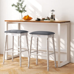 "Costway Set Of 2 Bar Stools Dining Counter Height Chair Modern Upholstered Pub Stool 29"""