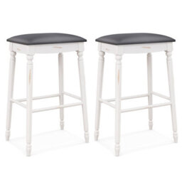 "Costway Set Of 2 Bar Stools Dining Counter Height Chair Modern Upholstered Pub Stool 29""" - thumbnail 2
