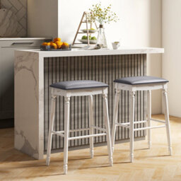 "Costway Set Of 2 Bar Stools Dining Counter Height Chair Modern Upholstered Pub Stool 29""" - thumbnail 8