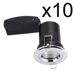 First Choice Lighting Set Of 10 Fire Rated Downlights - Chrome Fixed Gu10 Recessed - thumbnail 2