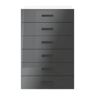 GoodHome Atomia Freestanding Gloss Anthracite & White 6 Drawer Chest Of Drawers (H)1125mm (W)750mm (D)450mm - image 1