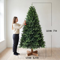 Homcom 7Ft Artificial Christmas Tree, Solid Fir Wood Stand, Green - thumbnail 3