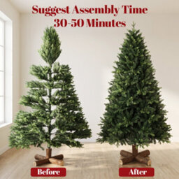 Homcom 7Ft Artificial Christmas Tree, Solid Fir Wood Stand, Green - thumbnail 7