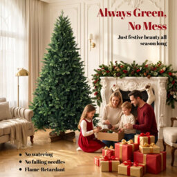 Homcom 7Ft Artificial Christmas Tree, Solid Fir Wood Stand, Green - thumbnail 4
