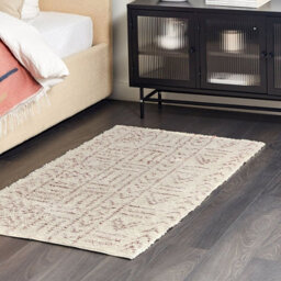Beliani Beige Cotton Rug 80 X 150 Cm - Hand-Tufted Geometric Flatweave For Living Room - thumbnail 2