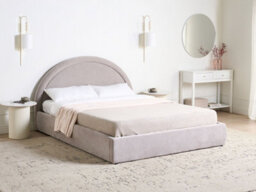 Beliani Ottoman Bed Chenille Mouzon 160 X 200 Cm (Eu King Size) Taupe - thumbnail 2