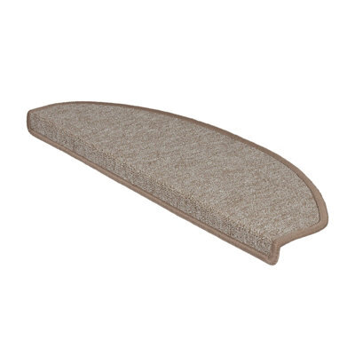 Floordirekt London Self Adhesive Edged Hard Wearing Carpet Stair Tread Mat For Indoor Stairs Semicircular Beige 23.5 X 65 Cm - image 1