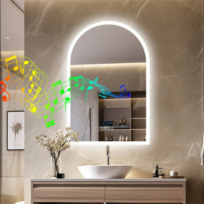 Luvodi 60X90Cm Illuminated Bluetooth Led Bathroom Mirror Dimmable Backlit, Demister, Wall Switch Or Plug-In - image 1
