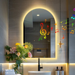 Luvodi 60X90Cm Illuminated Bluetooth Led Bathroom Mirror Dimmable Backlit, Demister, Wall Switch Or Plug-In - thumbnail 7