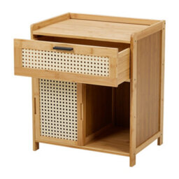 Thehotsale Wooden Nightstand Storage Cabinet With Sliding Door Natural - thumbnail 4
