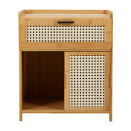 Thehotsale Wooden Nightstand Storage Cabinet With Sliding Door Natural - thumbnail 3