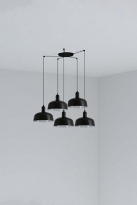 Luminosa Lighting Luminosa Tatawin Medium Cluster Pendant Ceiling Light , Gloss Black 5X E27
