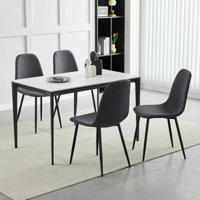 MCC Direct Set Of 4 Teddy Faux Fur Stitched Design Dining Chairs Dark Grey Bella By Mcc - image 1
