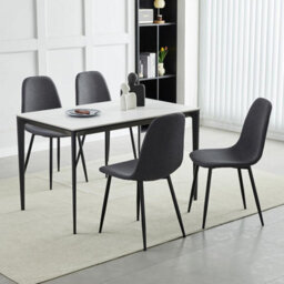 MCC Direct Set Of 4 Teddy Faux Fur Stitched Design Dining Chairs Dark Grey Bella By Mcc - thumbnail 1