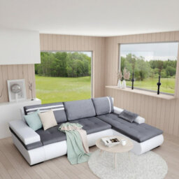 Oslo Convertible Living Room Corner Sofa Bed With Storage Hr Foam Wave Springs Chipboard 300X182X90Cm Light Grey And White Right - thumbnail 3