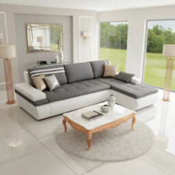 Oslo Convertible Living Room Corner Sofa Bed With Storage Hr Foam Wave Springs Chipboard 300X182X90Cm Light Grey And White Right - thumbnail 2