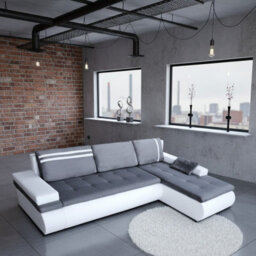 Oslo Convertible Living Room Corner Sofa Bed With Storage Hr Foam Wave Springs Chipboard 300X182X90Cm Light Grey And White Right - thumbnail 1