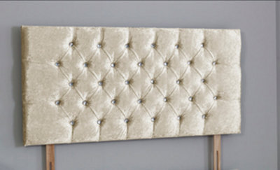 Comfy Deluxe 3Ft  Single 26Inch    Cream  Crush Velvet Chesterfield Headboard