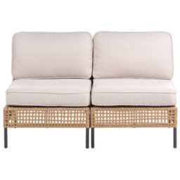 Beliani Garden Sofa 2 Seater Omegana Armless Pe Rattan Light Beige - thumbnail 1