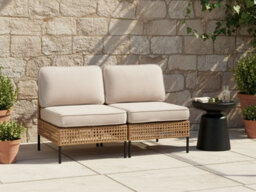 Beliani Garden Sofa 2 Seater Omegana Armless Pe Rattan Light Beige - thumbnail 2
