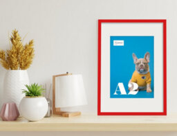 A2 Red Picture Frame With Mount For A3 (29.7 X 42Cm - 11.7 X 16.5In) Poster, Photo, Artwork, Or Print. - thumbnail 4