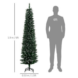 Homcom 6Ft Artificial Snow Dipped Christmas Tree Home Indoor Decoration Green - thumbnail 3