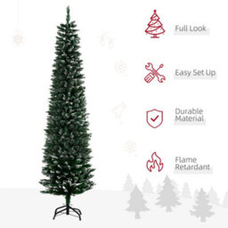 Homcom 6Ft Artificial Snow Dipped Christmas Tree Home Indoor Decoration Green - thumbnail 4