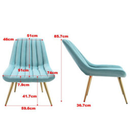 Living And Home Blue Velvet Upholstered Lounge Accent Chair With Gold Metal Legs - thumbnail 6