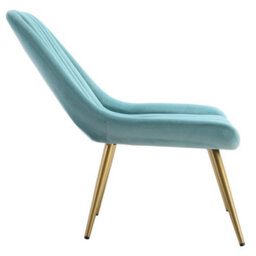 Living And Home Blue Velvet Upholstered Lounge Accent Chair With Gold Metal Legs - thumbnail 5
