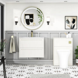 Royal Bathrooms Elmore 700mm Traditional Wall Hung 2 Drawer Bathroom Vanity Unit With Sintered Stone Basin Sink - Classic White - thumbnail 4