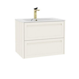 Royal Bathrooms Elmore 700mm Traditional Wall Hung 2 Drawer Bathroom Vanity Unit With Sintered Stone Basin Sink - Classic White - thumbnail 6
