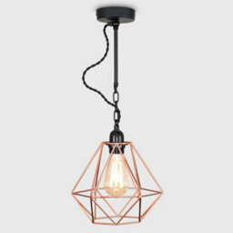 Valuelights Huber Satin Black Wall/ceiling Light Fitting With Copper Metal Cage Shade And 4W Led Bulb In Warm White - thumbnail 2