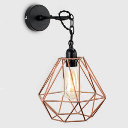 Valuelights Huber Satin Black Wall/ceiling Light Fitting With Copper Metal Cage Shade And 4W Led Bulb In Warm White - thumbnail 7