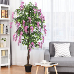 Costway 180Cm Realistic Artificial Wistera Flower Tree Fake Greenery Plants Potted Plant - thumbnail 3