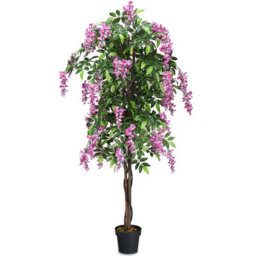 Costway 180Cm Realistic Artificial Wistera Flower Tree Fake Greenery Plants Potted Plant - thumbnail 1