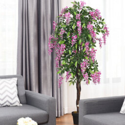 Costway 180Cm Realistic Artificial Wistera Flower Tree Fake Greenery Plants Potted Plant - thumbnail 4