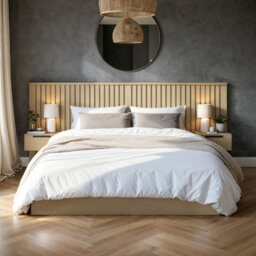 Solace+Co Taylor Hotel Ottoman Bed With Side Tables Light Wood Kingsize - thumbnail 2