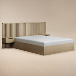 Solace+Co Taylor Hotel Ottoman Bed With Side Tables Light Wood Kingsize - thumbnail 4