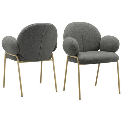 Dorel Dining Chair Set Of 2 In Teddy Fabric Dark Grey - image 1