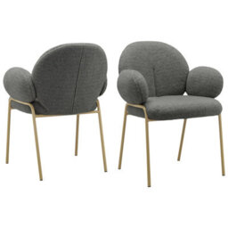 Dorel Dining Chair Set Of 2 In Teddy Fabric Dark Grey - thumbnail 1