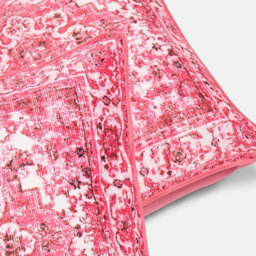 Ohs 2 X Vintage Print Matte Velvet Cushion Covers Home Décor - Hot Pink - thumbnail 4