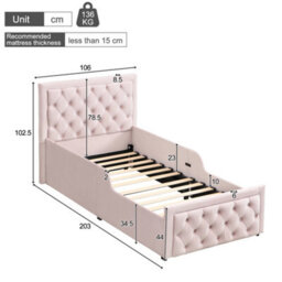 Single Upholstered Hydraulic Storage Bed With Headboard And Large Storage Space - thumbnail 9