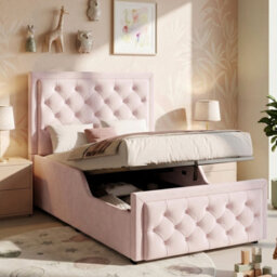 Single Upholstered Hydraulic Storage Bed With Headboard And Large Storage Space - thumbnail 2